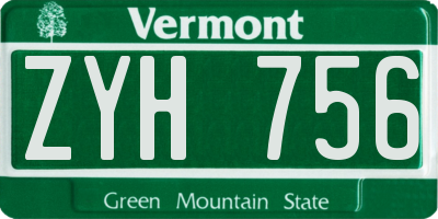 VT license plate ZYH756
