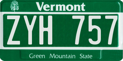 VT license plate ZYH757