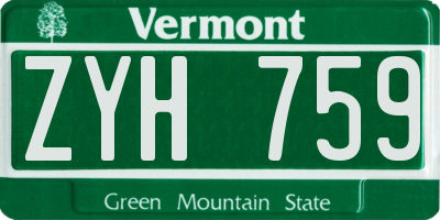 VT license plate ZYH759