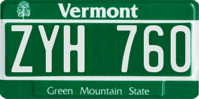 VT license plate ZYH760