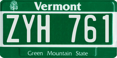 VT license plate ZYH761