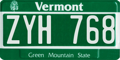 VT license plate ZYH768