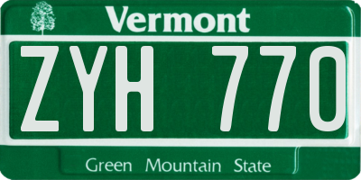 VT license plate ZYH770