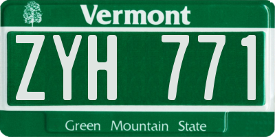 VT license plate ZYH771