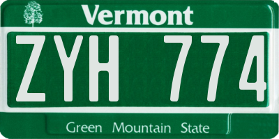 VT license plate ZYH774