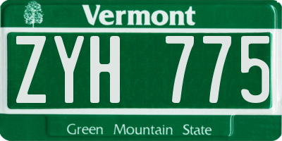 VT license plate ZYH775