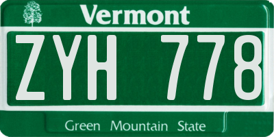 VT license plate ZYH778