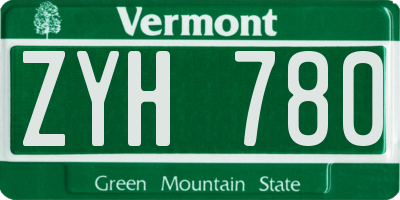 VT license plate ZYH780