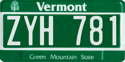 VT license plate ZYH781