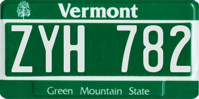 VT license plate ZYH782