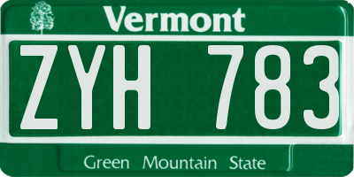 VT license plate ZYH783