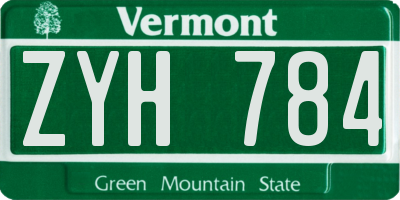 VT license plate ZYH784