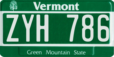 VT license plate ZYH786