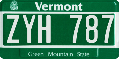 VT license plate ZYH787