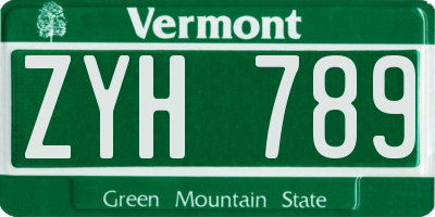 VT license plate ZYH789