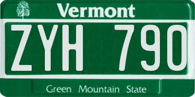 VT license plate ZYH790