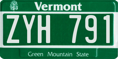 VT license plate ZYH791