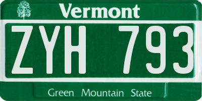 VT license plate ZYH793