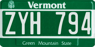 VT license plate ZYH794
