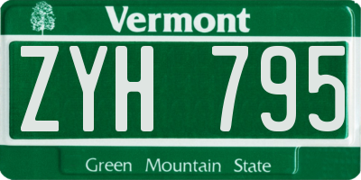 VT license plate ZYH795