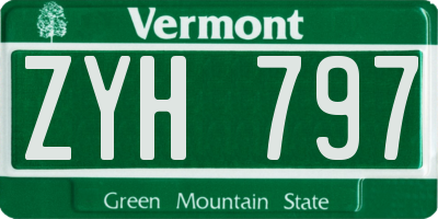 VT license plate ZYH797