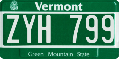 VT license plate ZYH799