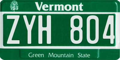 VT license plate ZYH804