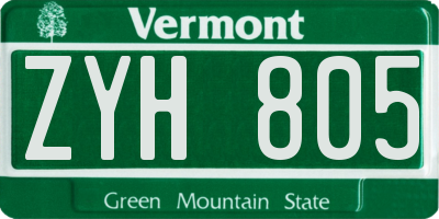VT license plate ZYH805