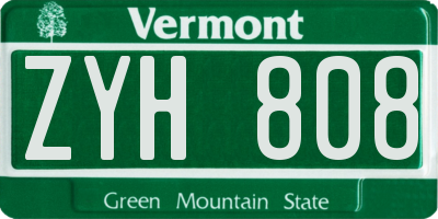 VT license plate ZYH808