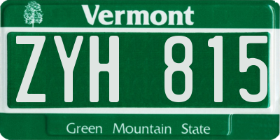 VT license plate ZYH815