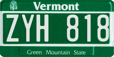VT license plate ZYH818