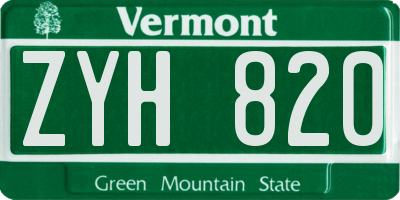 VT license plate ZYH820