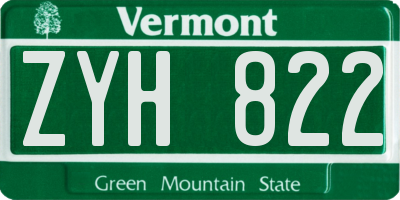 VT license plate ZYH822