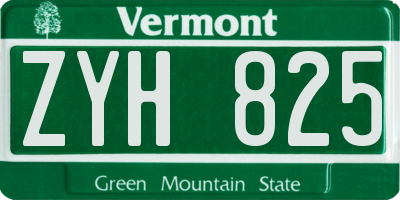 VT license plate ZYH825