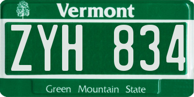 VT license plate ZYH834
