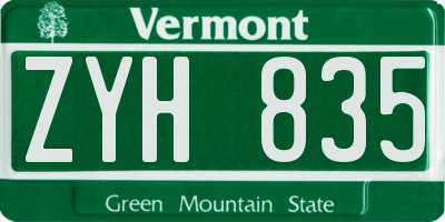 VT license plate ZYH835