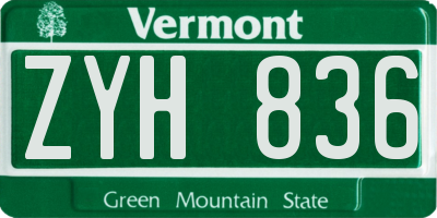 VT license plate ZYH836