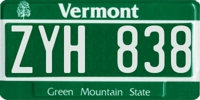 VT license plate ZYH838