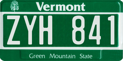VT license plate ZYH841