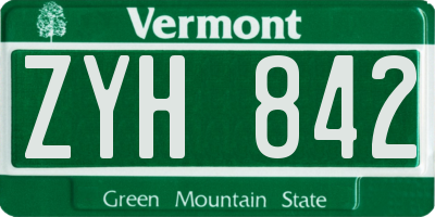 VT license plate ZYH842