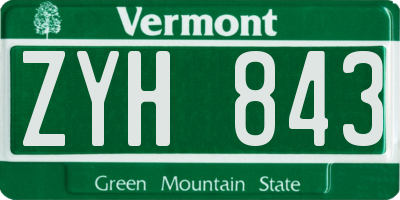 VT license plate ZYH843