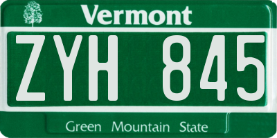 VT license plate ZYH845