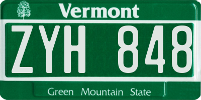 VT license plate ZYH848