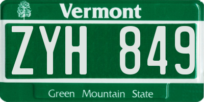 VT license plate ZYH849