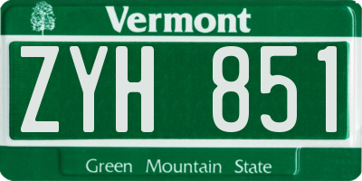 VT license plate ZYH851