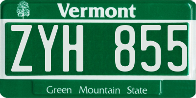 VT license plate ZYH855