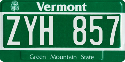 VT license plate ZYH857