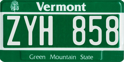 VT license plate ZYH858