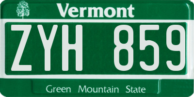 VT license plate ZYH859