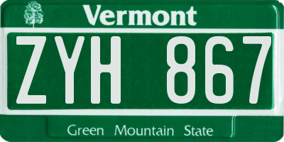 VT license plate ZYH867